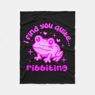 Cute Frog Pun Ribbiting Frog Lovers Quote Design P Fleece Blanket