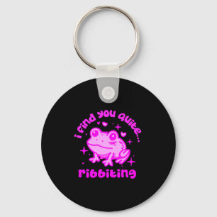 Cute Frog Pun Ribbiting Frog Lovers Quote Design P Key Ring