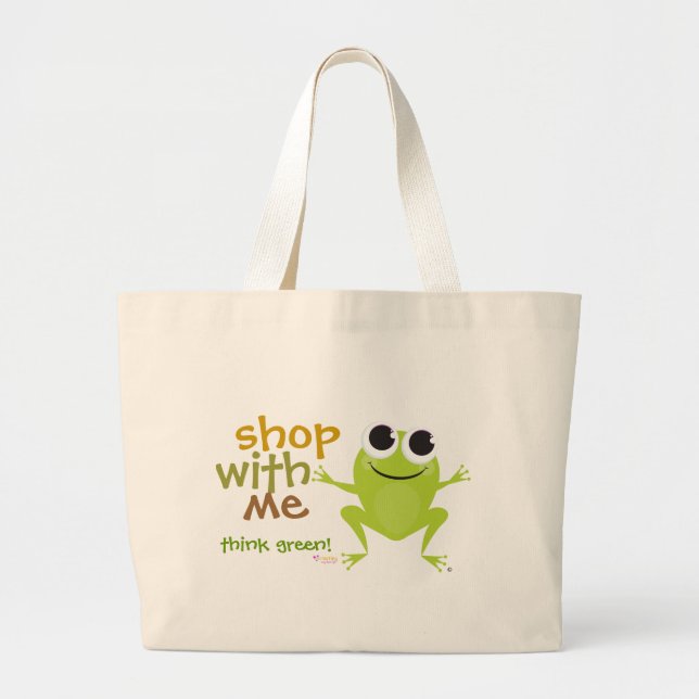 Cute Frog Reusable Shopping Bag Navy (Front)