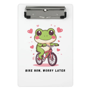 Cute Frog Riding Bicycle Funny Frog Lover Gift Mini Clipboard