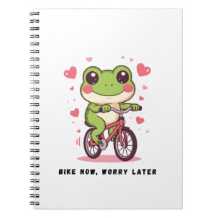 Cute Frog Riding Bicycle Funny Frog Lover Gift Notebook