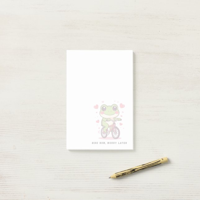 Cute Frog Riding Bicycle | Funny Frog Lover Gift Post-it Notes (On Desk)
