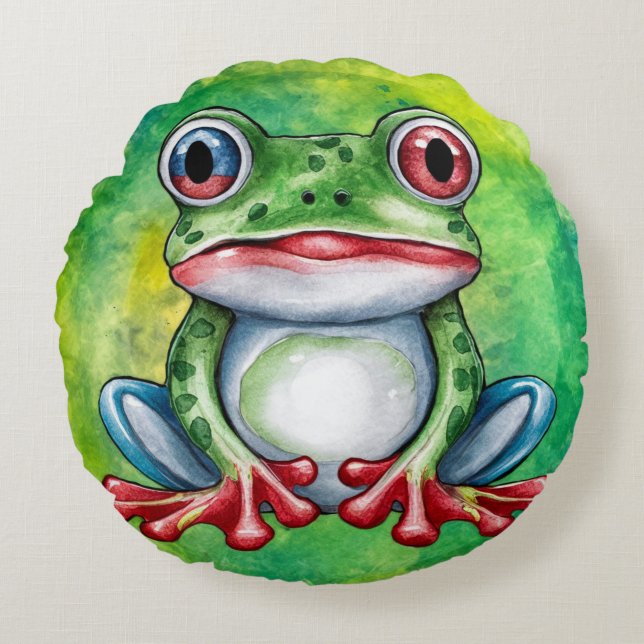 Cute Frog Round Cushion (Front)