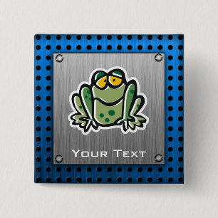 Cute Frog; Silver 15 Cm Square Badge