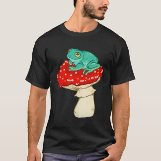 Cute Frog Sitting On Red Spotted Mushroom T-Shirt