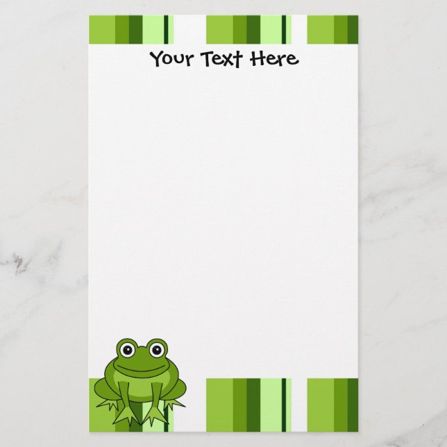 Cute Frog Striped Stationery (Front)