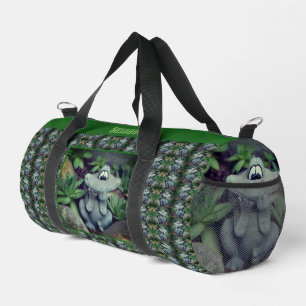 Cute Frog Succulent Garden Personalised Duffle Bag