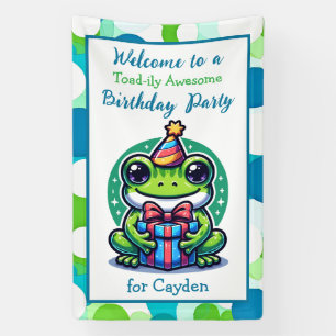 Cute Frog Themed Boy's Birthday Party Banner