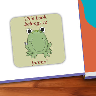 Cute Frog This Book Belongs To Book Plate Sticker