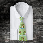 Cute Frog Tie<br><div class="desc">A green neck tie with an illustration of a cute frog on its pond! Get it for a perfect gift for your Father's Day or just to please your boyfriend!</div>