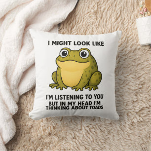 Cute Frog Toad ADHD Humor Meeting Survival Gift Cushion