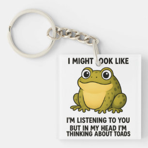 Cute Frog Toad ADHD Humor Meeting Survival Gift Key Ring