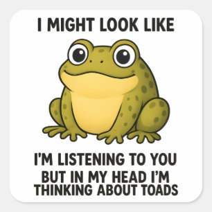 Cute Frog Toad ADHD Humor Meeting Survival Gift Square Sticker