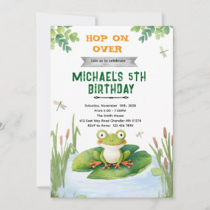 Cute frog toad birthday party invitation