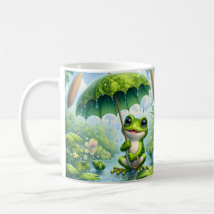 Cute Frog Umbrella Coffee Mug Wrap Rainy Day Fro