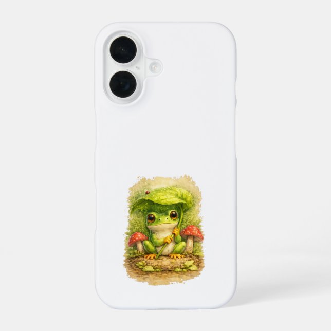 Cute Frog Umbrella iPhone Case Kawaii Art (Back)