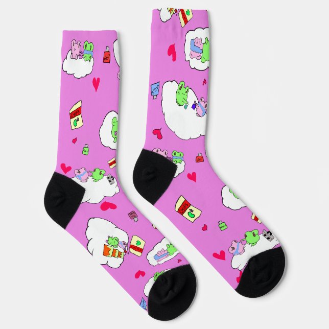Cute Frog valentine Date Crew Socks (Right)
