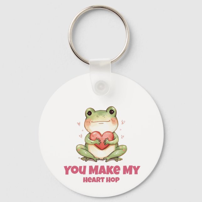 Cute Frog Valentine Tee Key Ring (Front)