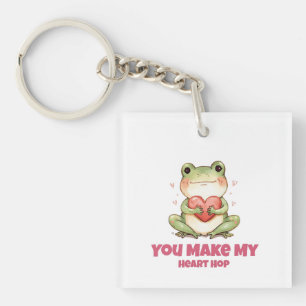 Cute Frog Valentine Tee Key Ring