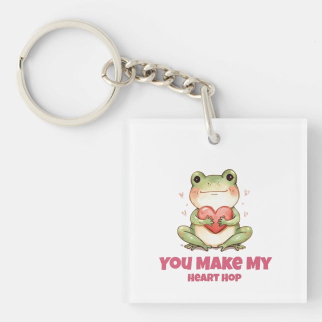Cute Frog Valentine Tee Key Ring (Front)