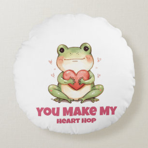 Cute Frog Valentine Tee Round Cushion