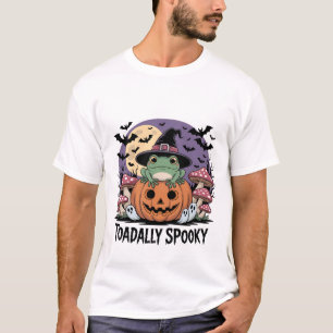 Cute Frog Witch Halloween Pumpkin Toadally Spooky T-Shirt