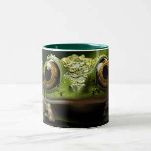 Cute Frog  with Cartoon Frog Design for Frog Lover Two-Tone Coffee Mug