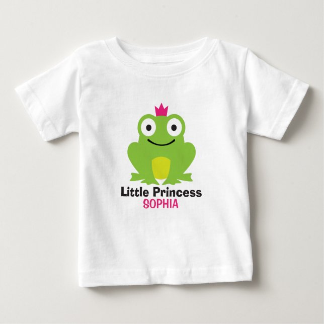 Cute frog with crown and personalised baby name baby T-Shirt (Front)