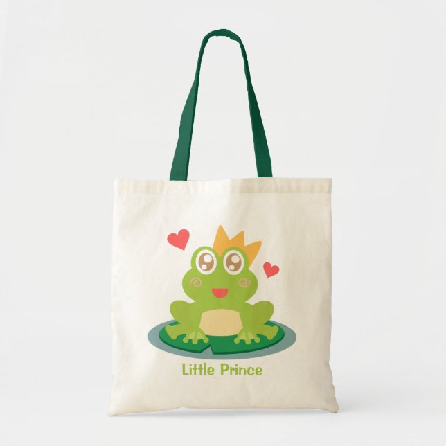 Cute frog With Crown On Lily Pad Kids Tote Bag (Front)