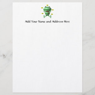 Cute Frog with Flies Letterhead Template