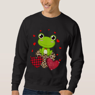 Cute Frog With Leopard Red Plaid Heart  Ideas Sweatshirt