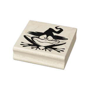 Cute Frog with Witches Hat Rubber Stamp