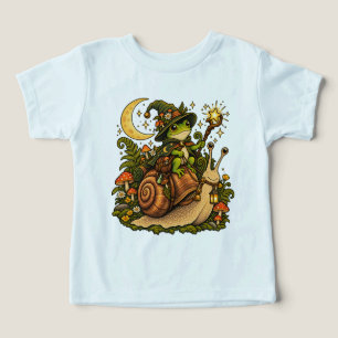 Cute Frog Wizard Riding Snail Toddler T-Shirt