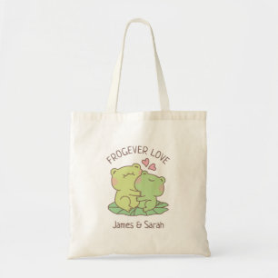 Cute Frogs Couple Frogever Love Pun Tote Bag