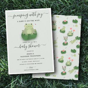 Cute Frogs Lily Pond Gender Neutral Baby Shower Invitation