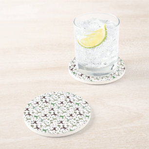 Cute Frogs Nature Floral Pattern Coaster