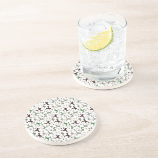 Cute Frogs Nature Floral Pattern Coaster