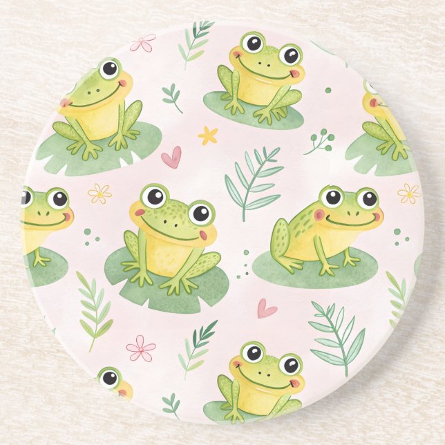 Cute frogs Pattern Coaster (Front)