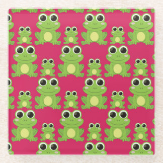 Cute frogs pattern glass coaster