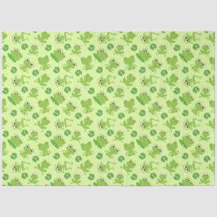 Cute Frogs Pattern on Bright Green Tissue Paper