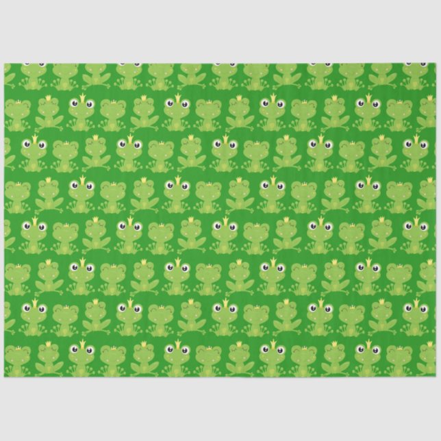 Cute Frogs Pattern on Dark Green Tissue Paper (Front)
