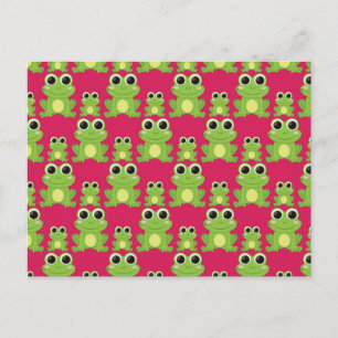 Cute frogs pattern postcard