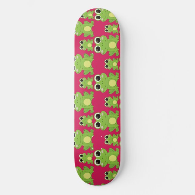 Cute frogs pattern skateboard (Front)
