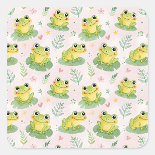 Cute frogs Pattern Square Sticker