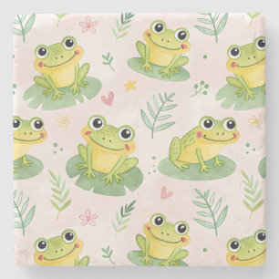 Cute frogs Pattern Stone Coaster
