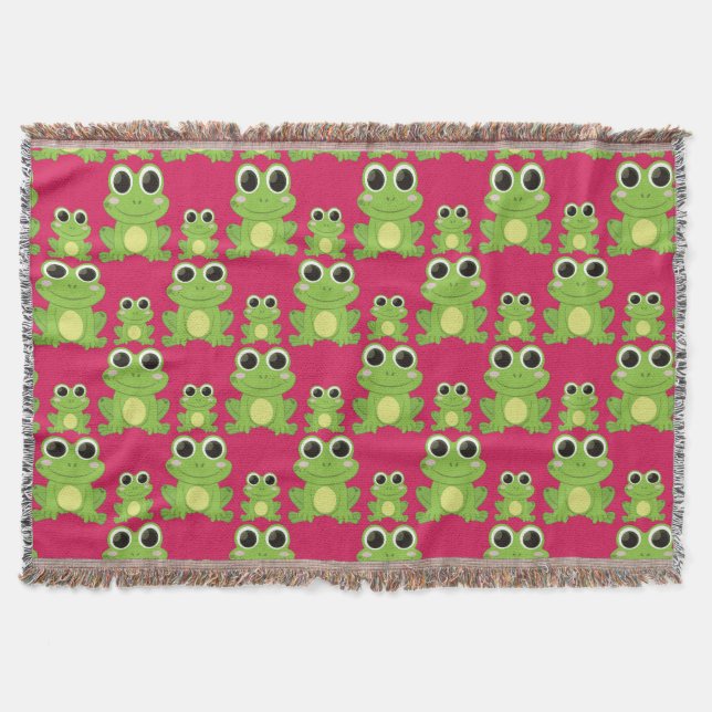 Cute frogs pattern throw blanket (Front)