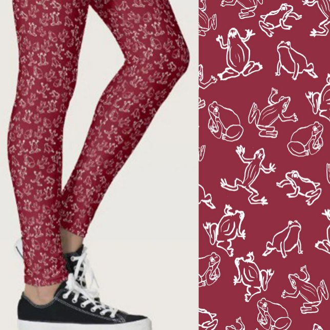 Cute Frogs Red and White Pattern Leggings (Creator Uploaded)