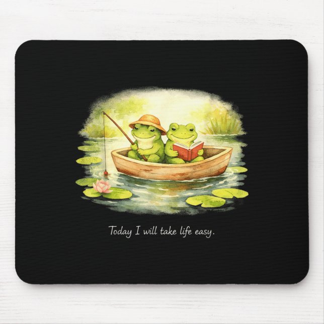 Cute frogs will take life easy calm cosy readers mouse pad (Front)