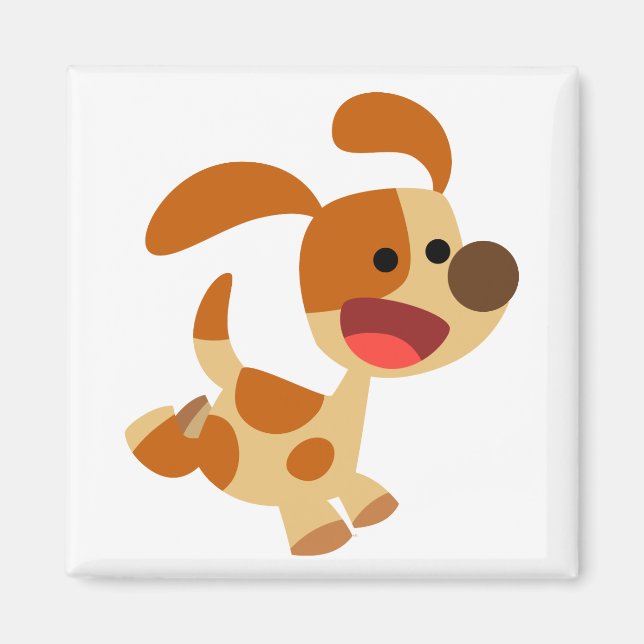 Cute Frolicking Cartoon Dog  Magnet (Front)