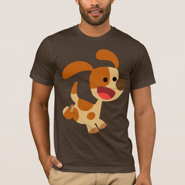 Cute Frolicking Cartoon Dog T-Shirt (Front)